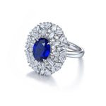 Load image into Gallery viewer, 3.5 Ct Oval Cut Lab Blue Sapphire Art Deco Inspired Engagement Ring
