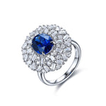 Load image into Gallery viewer, 3.5 Ct Oval Cut Lab Blue Sapphire Art Deco Inspired Engagement Ring
