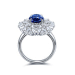 Load image into Gallery viewer, 3.5 Ct Oval Cut Lab Blue Sapphire Art Deco Inspired Engagement Ring
