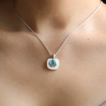 Load image into Gallery viewer, Cushion Blue Topaz &amp; Nacre Pendant Necklace
