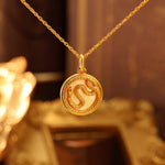 Load image into Gallery viewer, Chinese Zodiac Snake &amp; Golden Nacre Pendant Necklace
