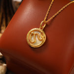 Load image into Gallery viewer, Chinese Zodiac Snake &amp; Golden Nacre Pendant Necklace
