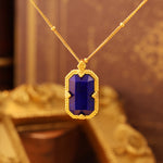 Load image into Gallery viewer, Elongated Radiant Lapis Lazuli Pendant Necklace
