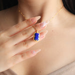 Load image into Gallery viewer, Elongated Radiant Lapis Lazuli Pendant Necklace
