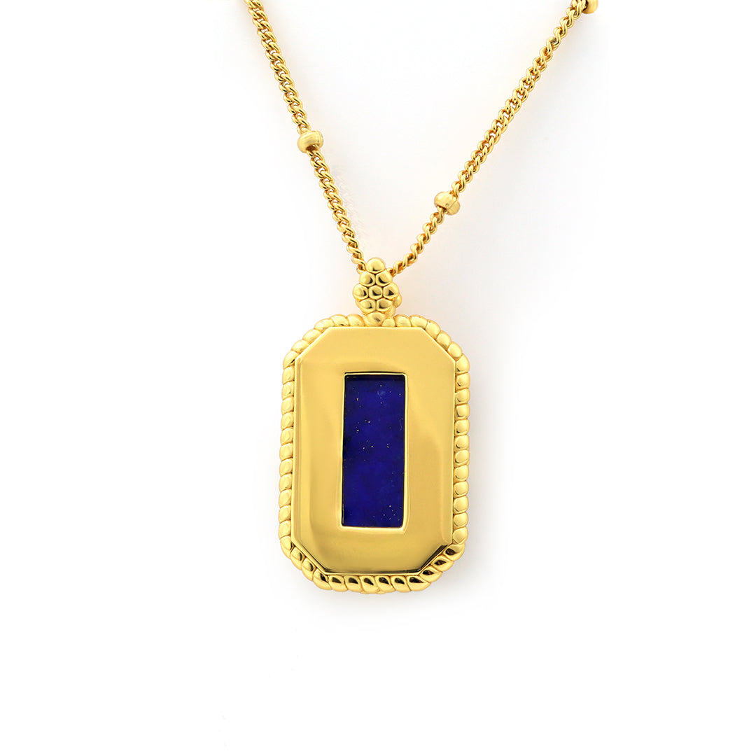 Elongated Radiant Lapis Lazuli Pendant Necklace