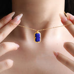 Load image into Gallery viewer, Elongated Radiant Lapis Lazuli Pendant Necklace
