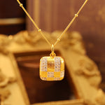 Load image into Gallery viewer, Cushion Shape Gold Brushed CZ Necklace
