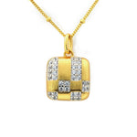 Load image into Gallery viewer, Cushion Shape Gold Brushed CZ Necklace
