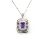 Charger l&#39;image dans la visionneuse de galerie, Collier avec pendentif en émeraude de laboratoire verte Columbia taille Asscher
