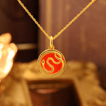 Load image into Gallery viewer, Chinese Zodiac Snake &amp; Red Agate Pendant Necklace
