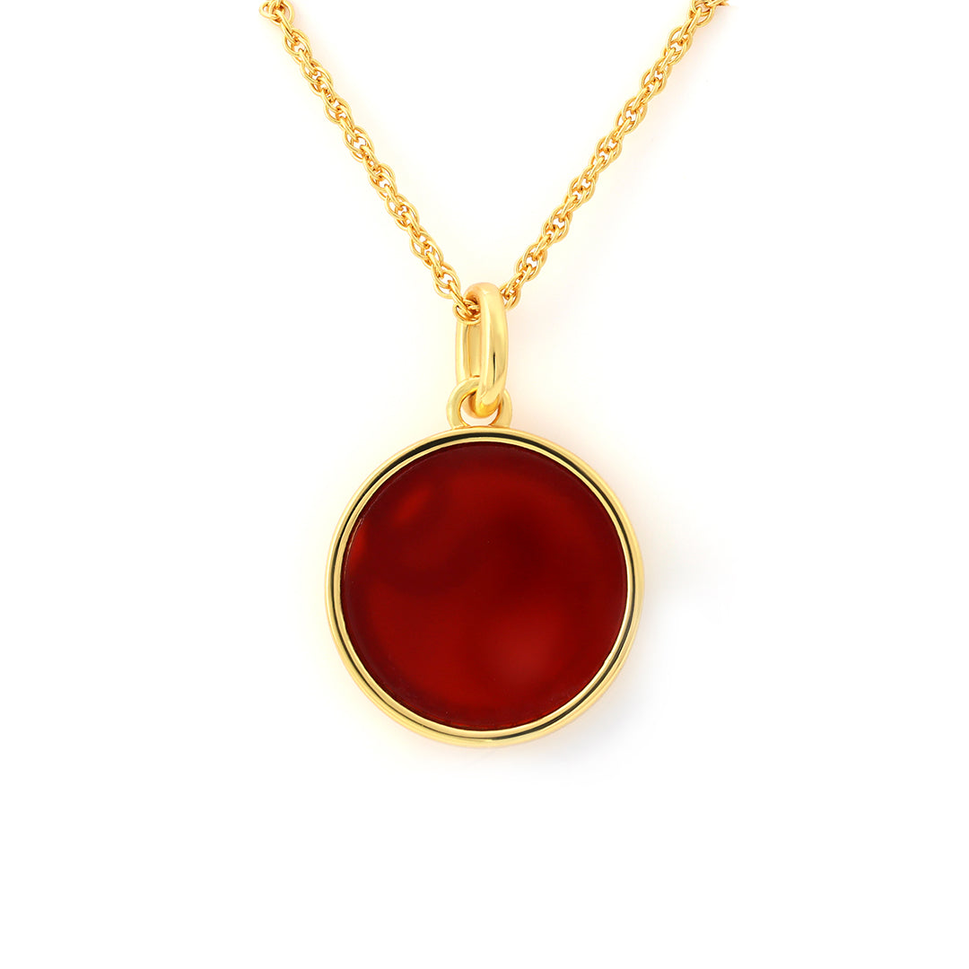 Chinese Zodiac Snake & Red Agate Pendant Necklace