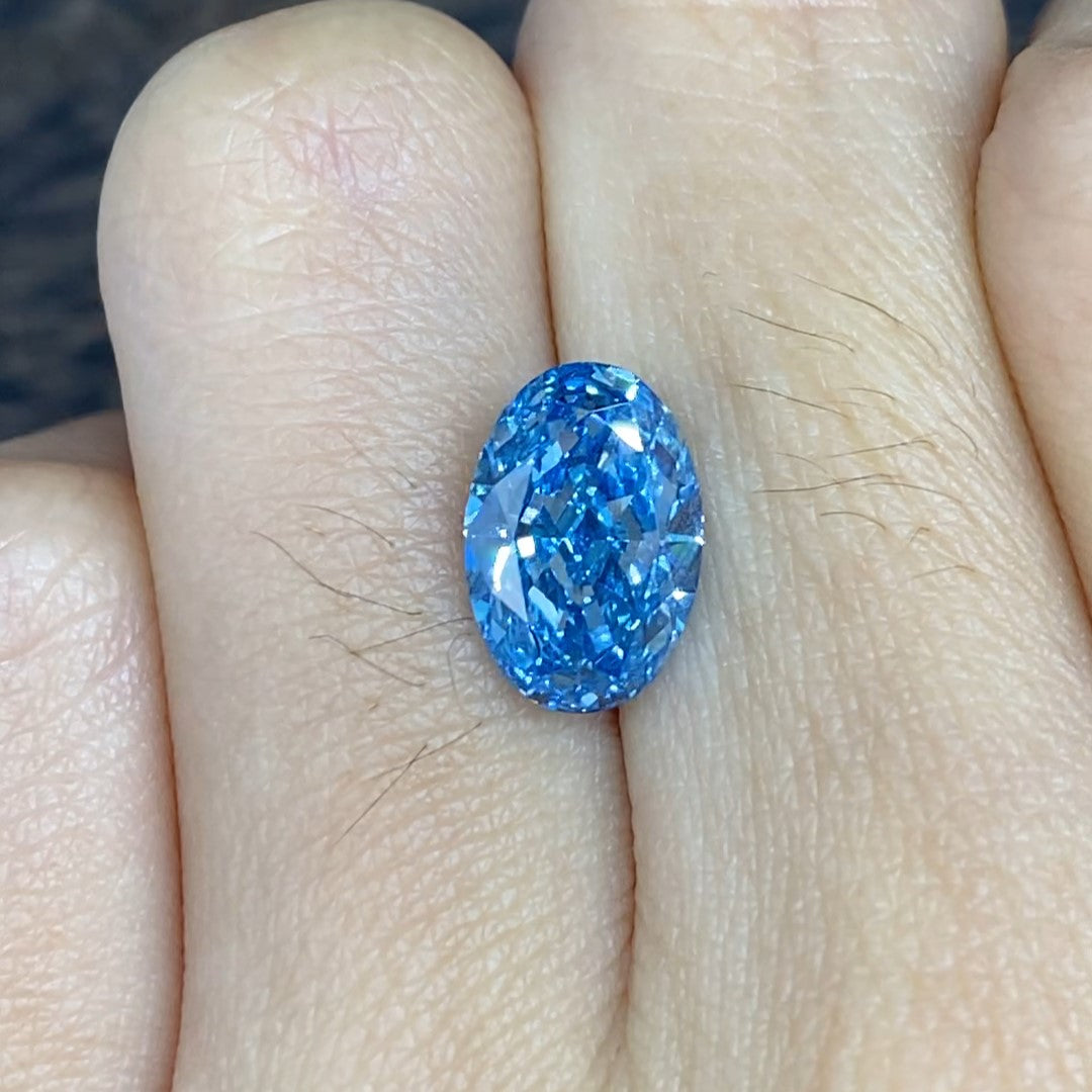 2.617 Ct Oval Cut Fancy Blue Lab Diamond VS