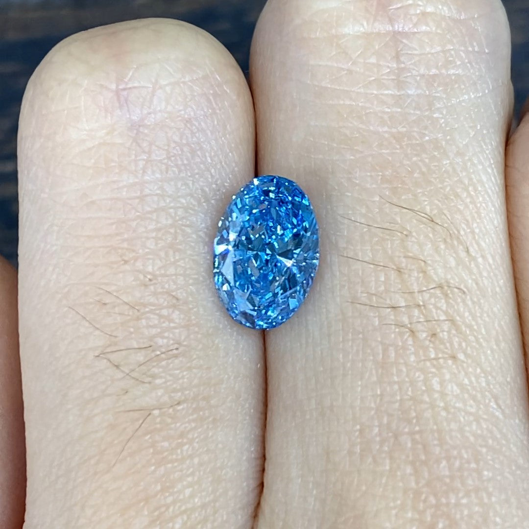 1.939 Ct Oval Cut Fancy Blue Lab Diamond VS