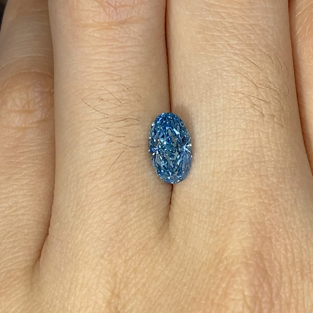 1.116 Ct Oval Cut Fancy Blue Lab Diamond VS