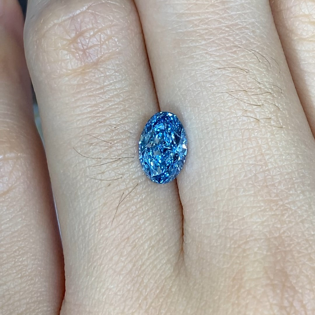 1.118 Ct Oval Cut Fancy Blue Lab Diamond VS1