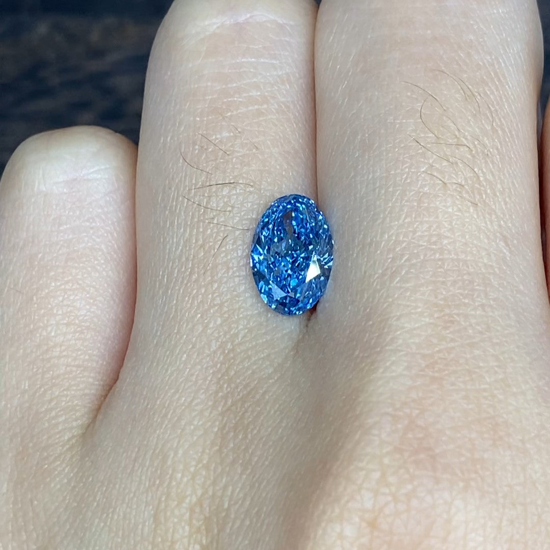 1.9 Ct Oval Cut Fancy Blue Lab Diamond VS