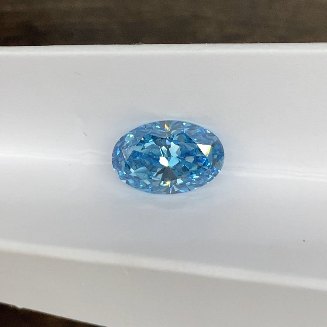 3.468 Ct Oval Cut Fancy Blue Lab Diamond VS1