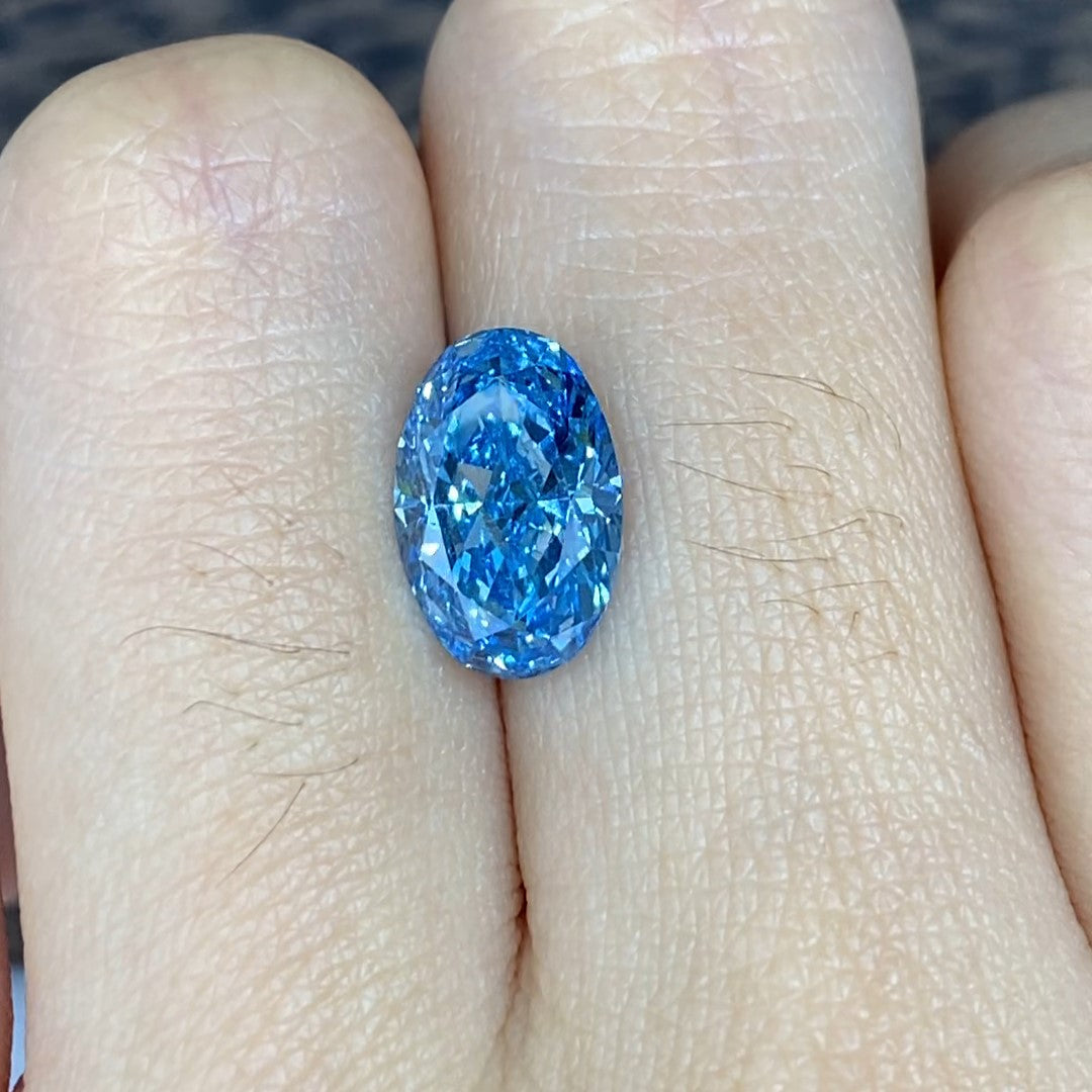 2.695 Ct Oval Cut Fancy Blue Lab Diamond VS1