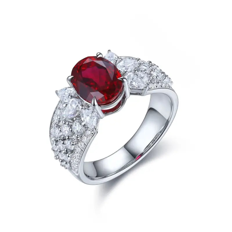 2.5 Ct Oval Lab Ruby Engagement Ring - Engagement Ring