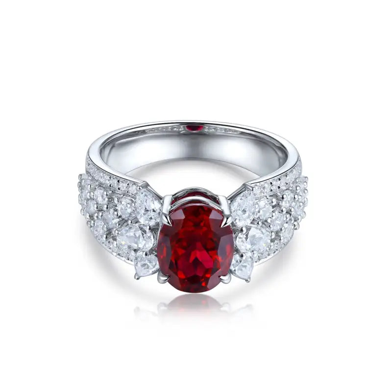 2.5 Ct Oval Lab Ruby Engagement Ring - Engagement Ring