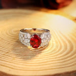 Load image into Gallery viewer, 2.5 Ct Oval Lab Ruby Engagement Ring - Engagement Ring
