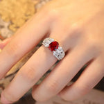 Load image into Gallery viewer, 2.5 Ct Oval Lab Ruby Engagement Ring - Engagement Ring
