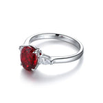 Load image into Gallery viewer, 2 Ct Oval Cut Lab Ruby Three-Stone Engagement Ring - Engagement Ring
