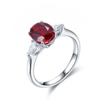 Load image into Gallery viewer, 2 Ct Oval Cut Lab Ruby Three-Stone Engagement Ring - Engagement Ring
