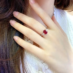 Load image into Gallery viewer, 2 Ct Oval Cut Lab Ruby Three-Stone Engagement Ring - Engagement Ring
