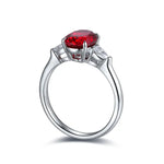 Load image into Gallery viewer, 2 Ct Oval Cut Lab Ruby Three-Stone Engagement Ring - Engagement Ring
