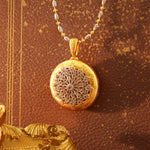 Load image into Gallery viewer, Brushed Gold CZ Antique Filigree Medallion Necklace
