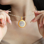 Load image into Gallery viewer, Brushed Gold CZ Antique Filigree Medallion Necklace
