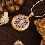 Load image into Gallery viewer, Brushed Gold CZ Antique Filigree Medallion Necklace
