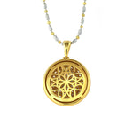 Load image into Gallery viewer, Brushed Gold CZ Antique Filigree Medallion Necklace
