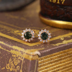 Load image into Gallery viewer, Sunny Halo Round Cut Moss Agate Ear Studs
