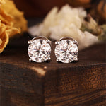 Load image into Gallery viewer, Classic Round Cut Lab Diamond Four Prongs Ear Studs
