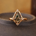 Load image into Gallery viewer, Vintage Kite Cut Moss Agate Art Deco Engagement Ring
