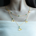 Load image into Gallery viewer, Golden Ginkgo &amp; Green Hetian Jasper Long Necklace
