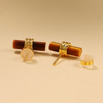 Load image into Gallery viewer, Tigers Eye Beam Earrings
