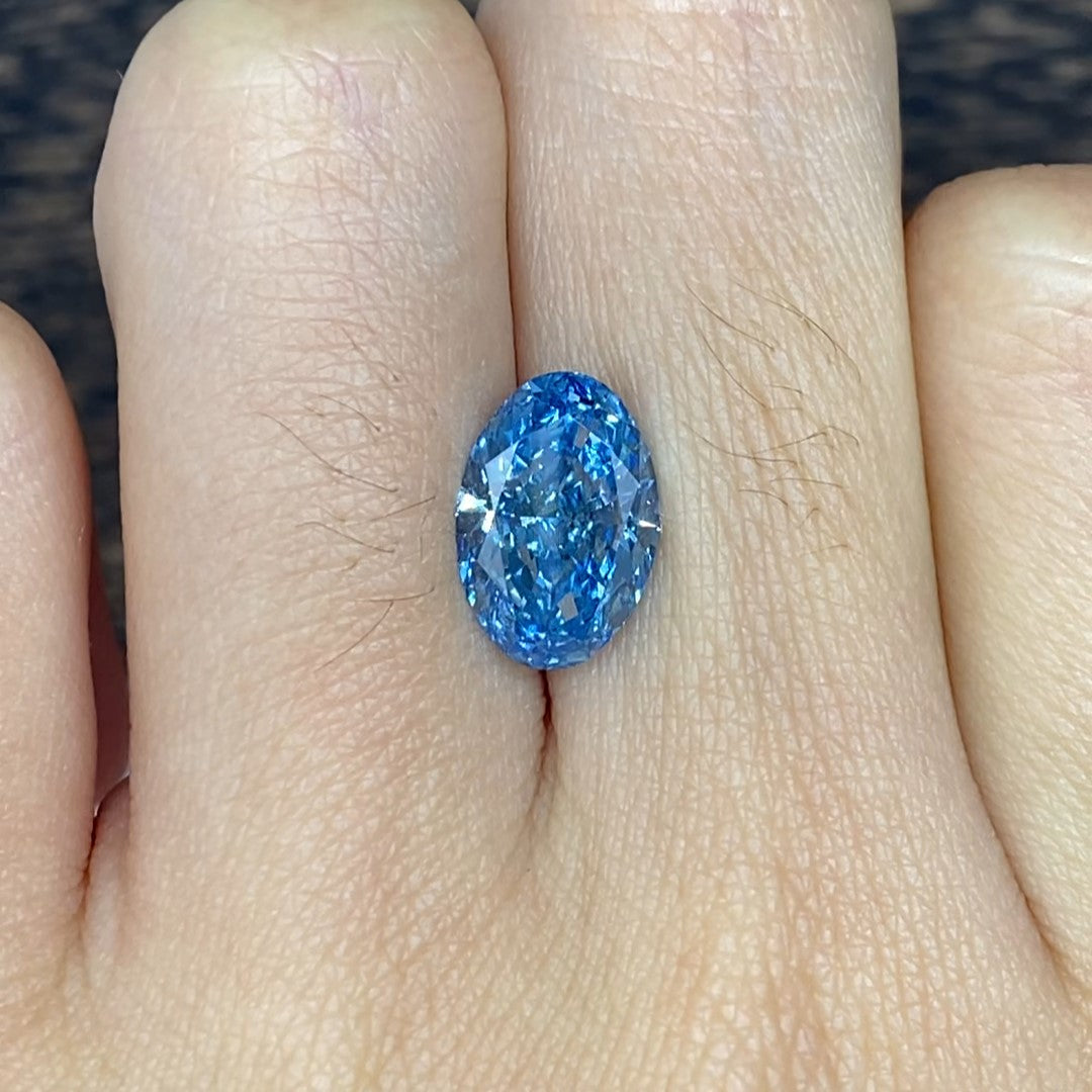 3.173 Ct Oval Cut Fancy Blue Lab Diamond VS1