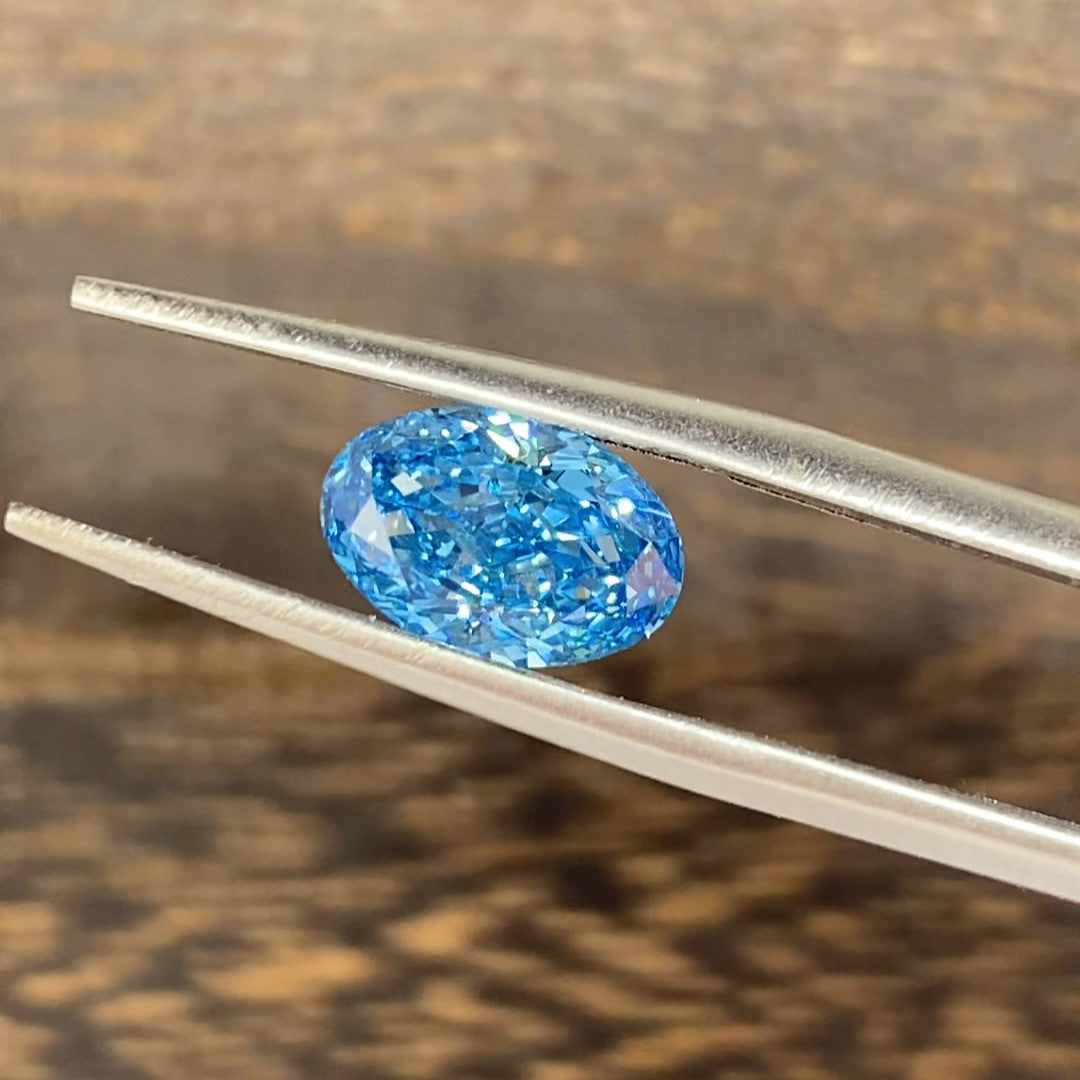 1.9 Ct Oval Cut Fancy Blue Lab Diamond VS