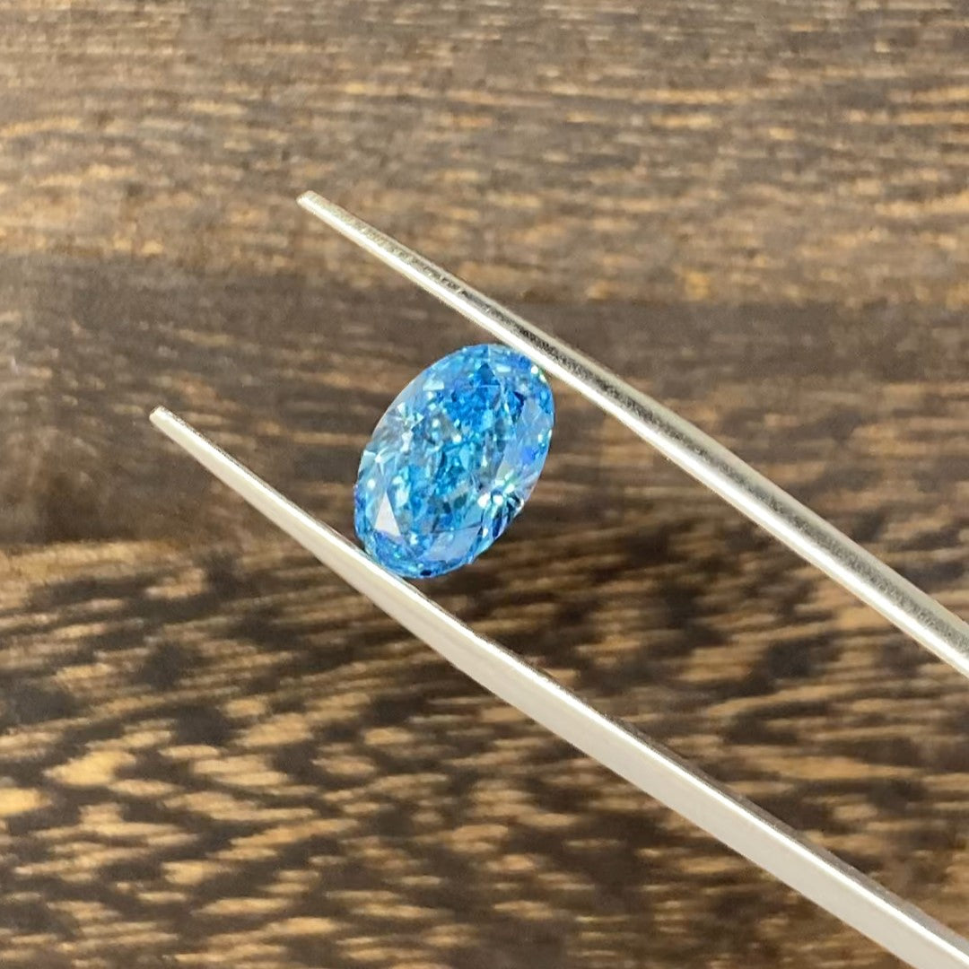 2.695 Ct Oval Cut Fancy Blue Lab Diamond VS1