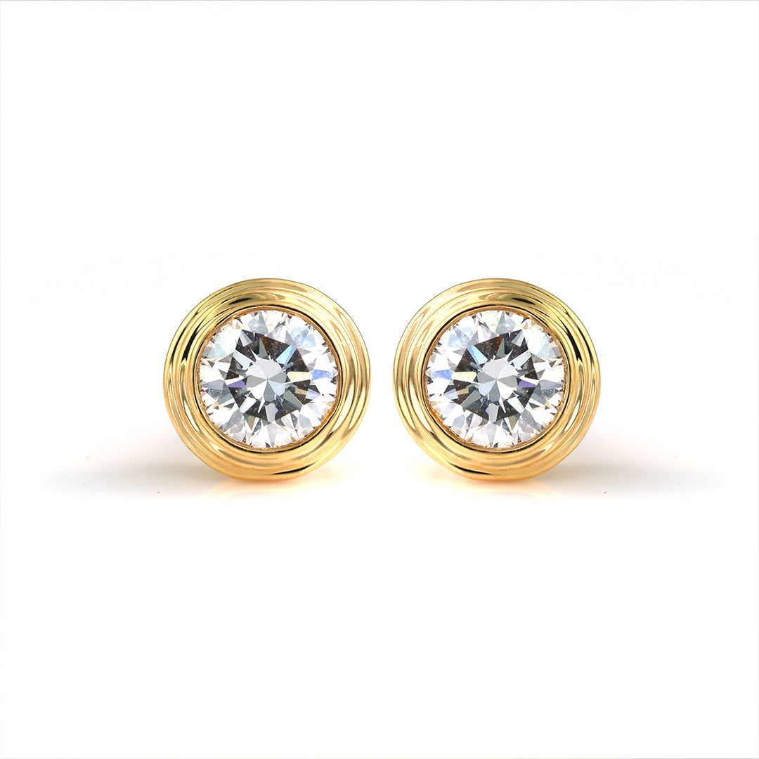 Classic Round Cut Lab diamond Bezel Ear Studs