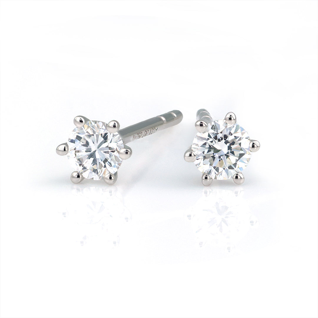 Martini Round Cut Lab Diamond Six Prongs Ear Studs