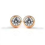 Load image into Gallery viewer, Elegant Button Round Cut Lab Diamond Bezel Ear Studs
