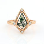 Load image into Gallery viewer, Vintage Kite Cut Moss Agate Art Deco Engagement Ring
