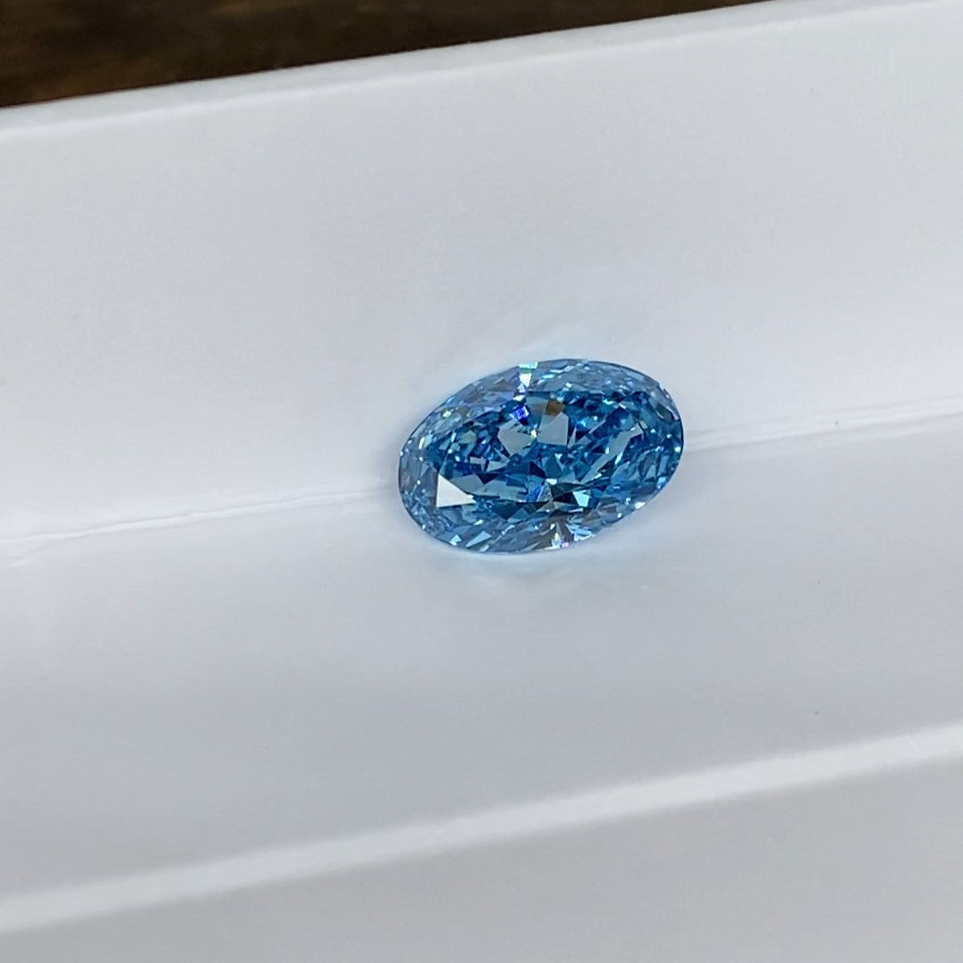 2.695 Ct Oval Cut Fancy Blue Lab Diamond VS1