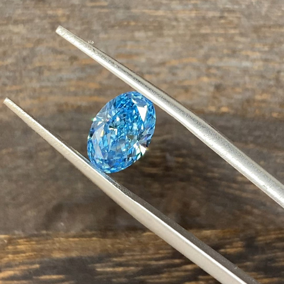 1.939 Ct Oval Cut Fancy Blue Lab Diamond VS