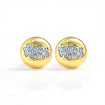 Load image into Gallery viewer, Brushed Gold Bead Earrings with Sparkling CZ
