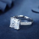 Load image into Gallery viewer, 4 Ct Princess Cut Lab Diamond Half Luxury Pave Engagement Ring - Engagement Ring
